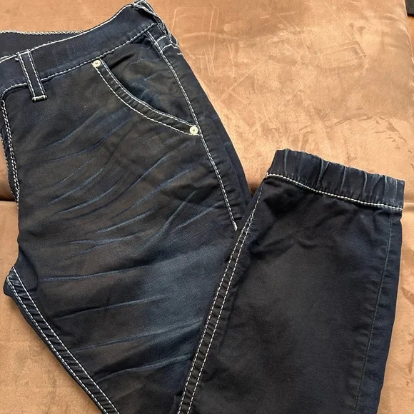True Religion inspired Men's Indigo Straight Jeans - Picture 2 of 2